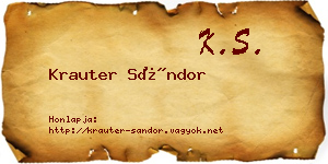 Krauter Sándor névjegykártya